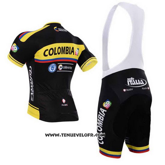 2015 Maillot Ciclismo La colombie Noir et Jaune Manches Courtes et Cuissard